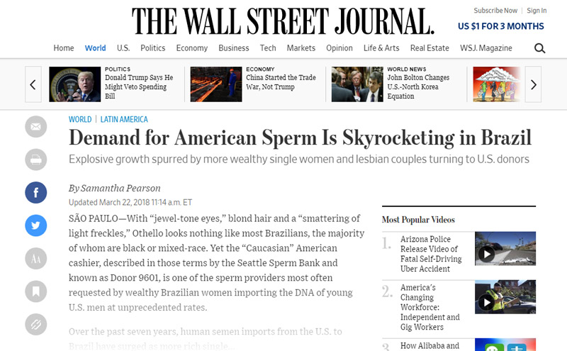 Reportagem foi publicada no site do The Wall Street Journal. Foto: Reprodução