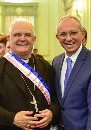 Arcebispo de Vitória e o Governador. Foto: Leonardo Duarte/SECOM-ES
