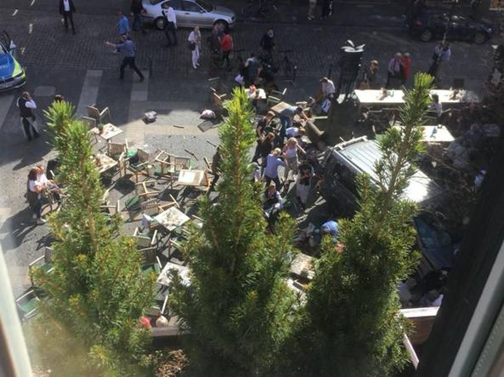 Área de Münster, onde ocorreu o atentado a pedestres. Foto: Reprodução/Corriere Della Sera