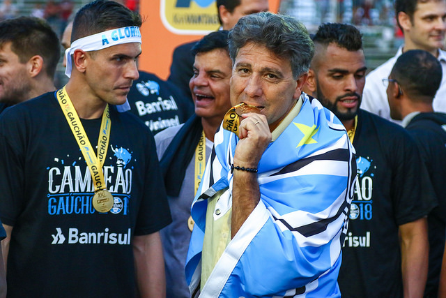 Grêmio de Renato Gaúcho já tem dois títulos em 2018. Foto: Lucas Uebel/Grêmio