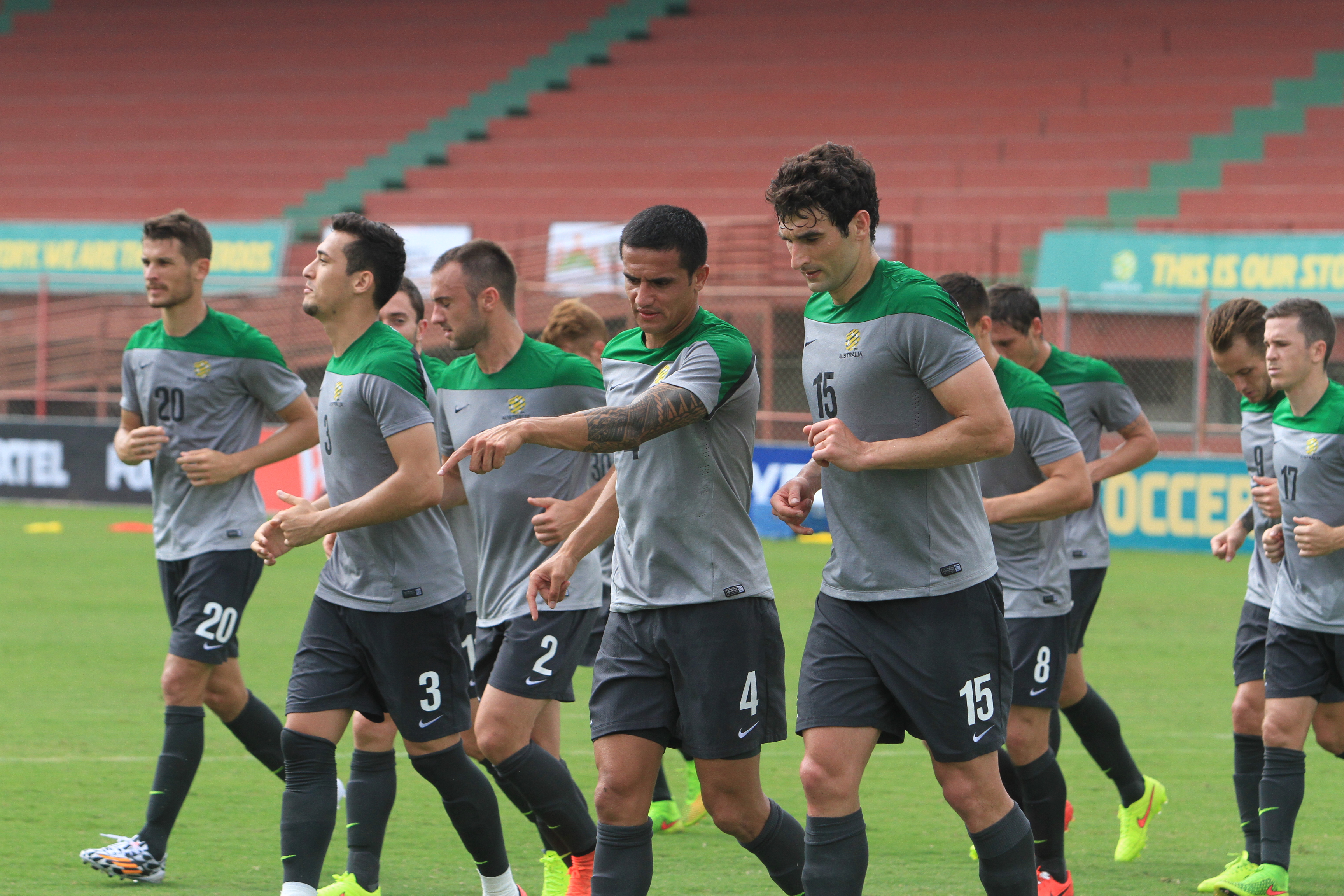 Seleção australiana treinou no estádio Engenheiro Araripe, em Cariacica. Foto: Kadidja Fernandes / AT