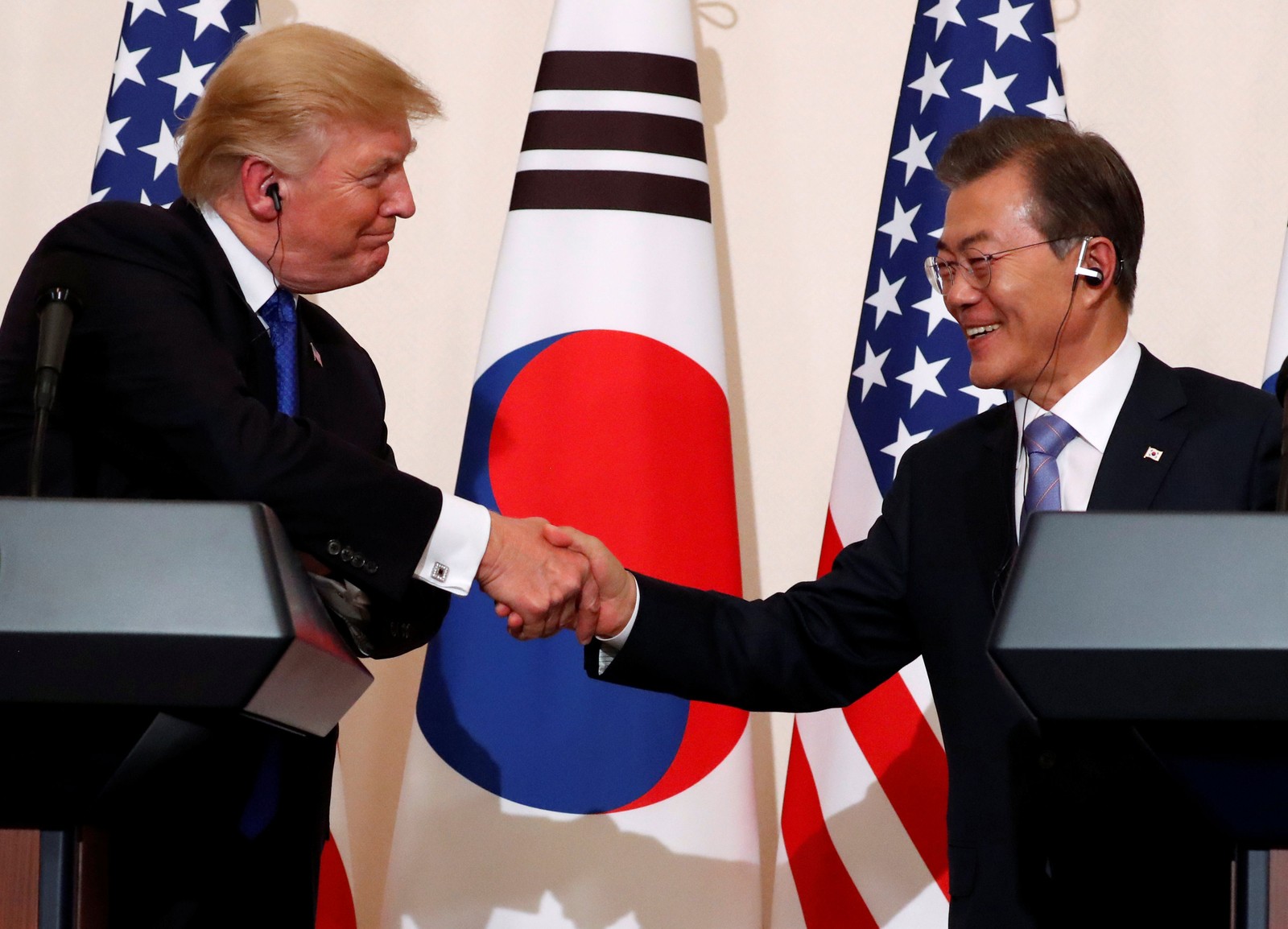 Presidente dos Estados Unidos, Donald Trump, e Moon Jae-in, líder da Coreia do Sul. Foto: Reprodução