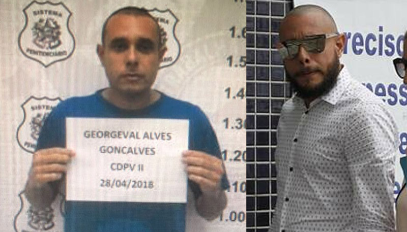 Pastor George após dar entrada no presídio e no dia em que esteve no DML (Foto: Reprodução e A Tribuna)