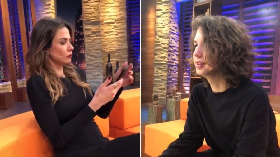 Luciana Gimenez entrevista o filho, Lucas Jagger, em seu talk show na RedeTV! (Foto: Reprodução)