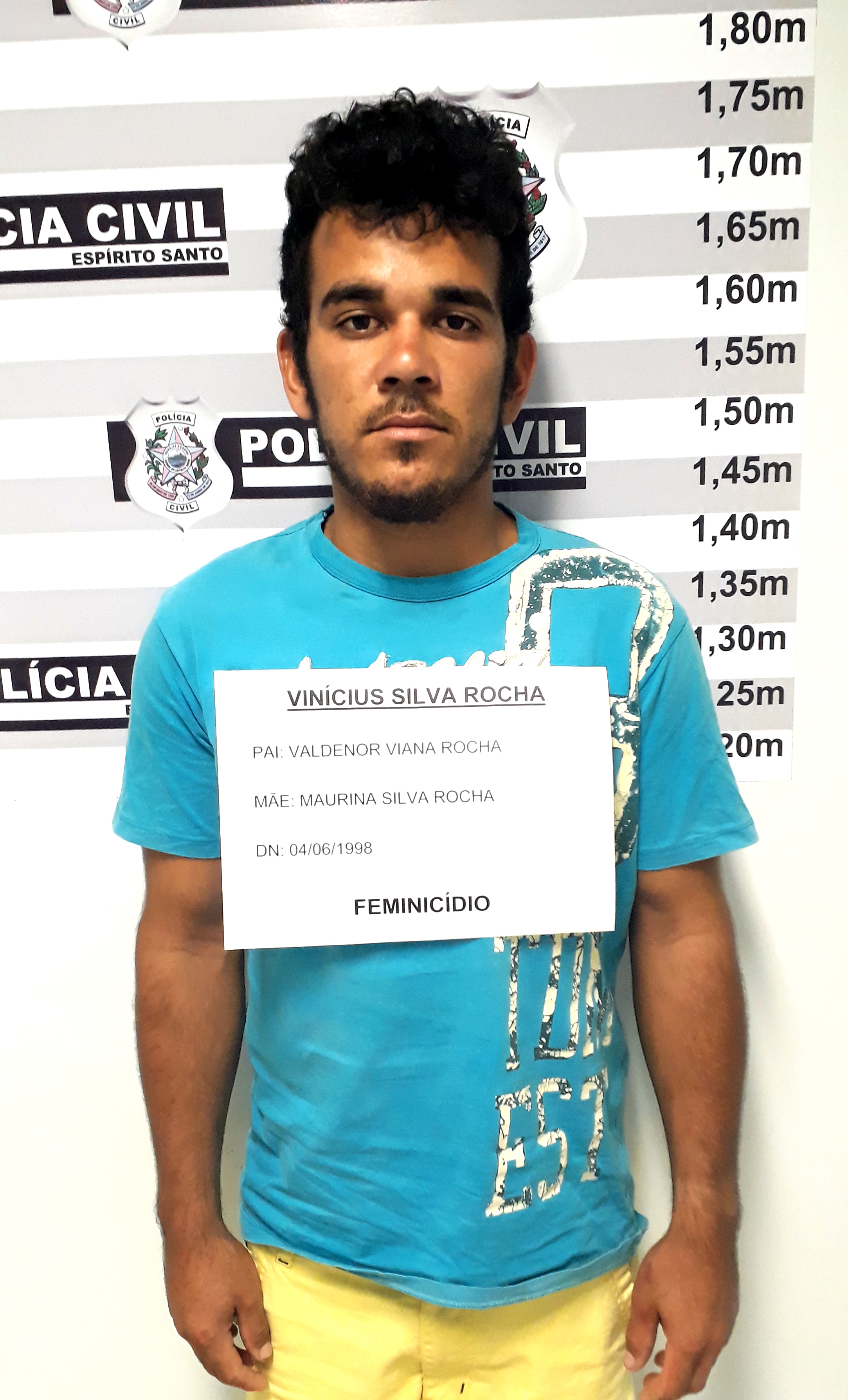 Acusado de feminicídio, Vinicius Silva Rocha, é preso (Foto: Polícia Civil)