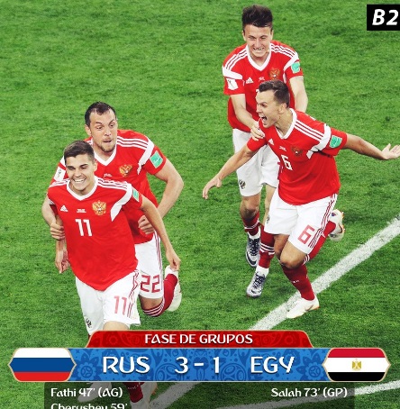 Russos comemoram vitória contra Egito (Foto: Reprodução Instagram)