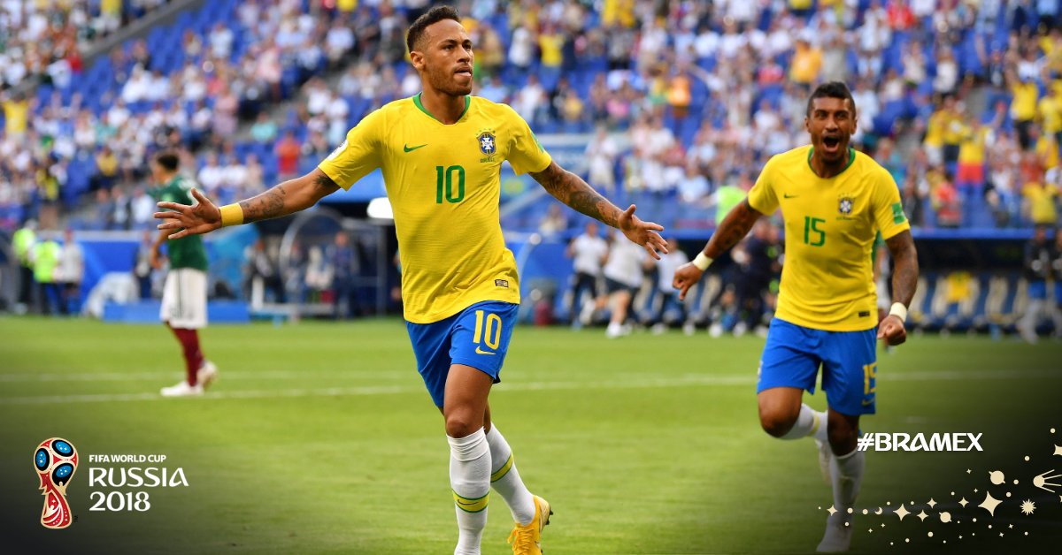 Comemoração de Neymar. (Foto: Reprodução/Twitter/@fifaworldcup_pt)
