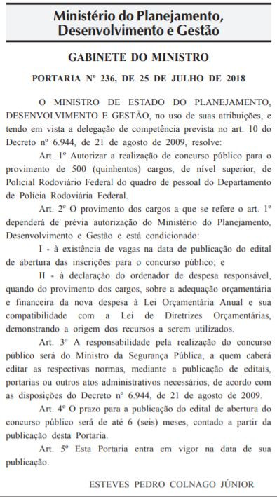 Portaria publicada no Diário Oficial (Foto: Reprodução)
