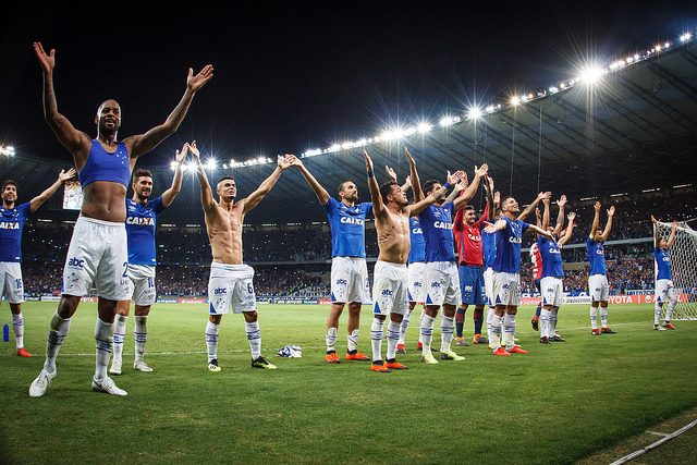 Comemoração dos jogadores do Cruzeiro após a classificação (Foto: Vinnicius Silva/Cruzeiro E.C.)