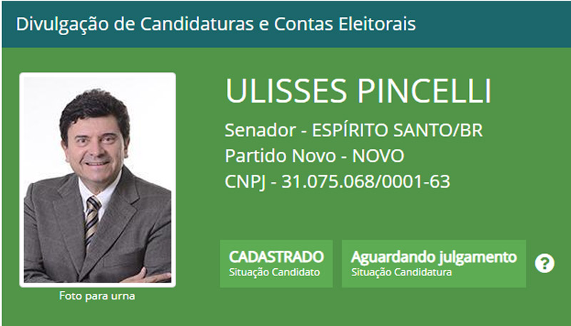 Candidatura de Ulisses Pincelli foi registrada e aguarda julgamento (Foto: Reprodução/TRE)