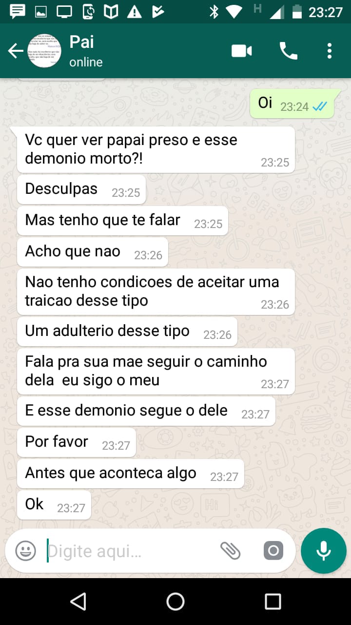 Registro da conversa do ex-marido com uma das filhas (Foto: Acervo pessoal)