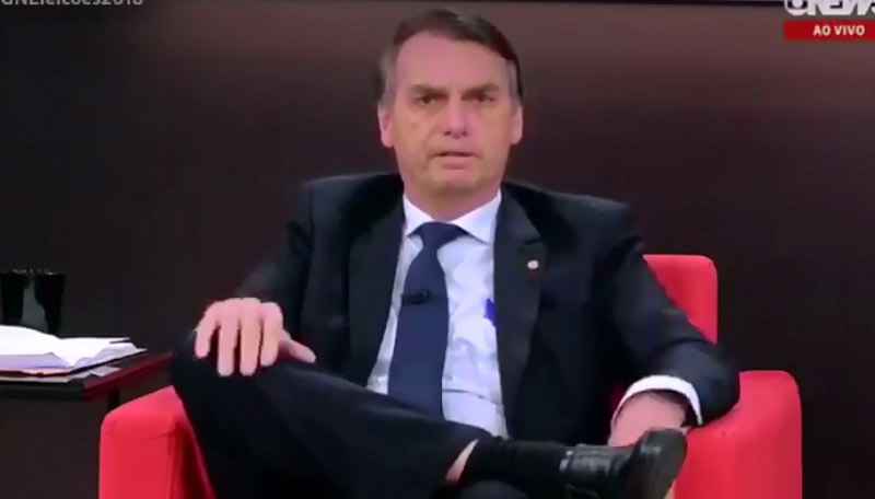 Bolsonaro durante entrevista à TV Globonews (Foto: Reprodução)