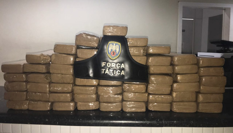 Drogas foram levadas para a Delegacia de Linhares (Foto: Divulgação / PMES)