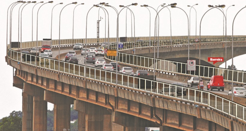 Foto ilustrativa mostra como vai ficar a Terceira Ponte após instalação de barreira com 2,65m de altura (Foto: )