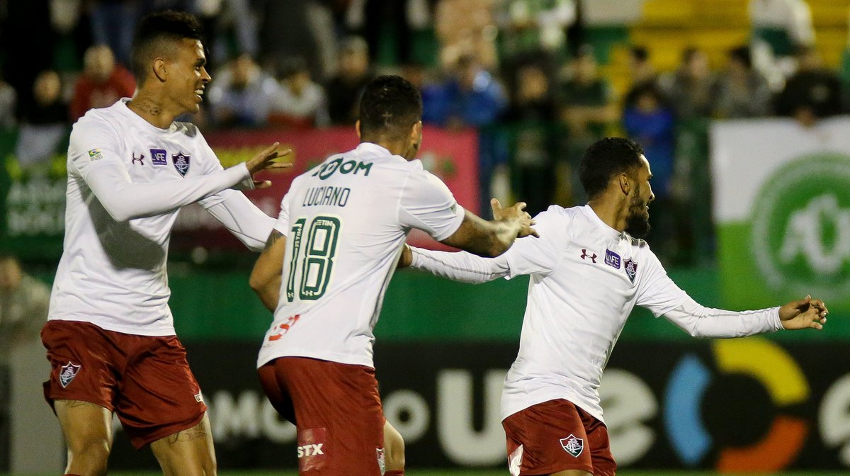 Jogadores do tricolor carioca comemoram a vitória (Foto: )