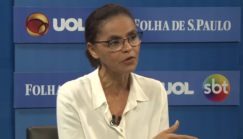 Marina Silva participou da sabatina nesta terça-feira (Foto: Reprodução / SBT)