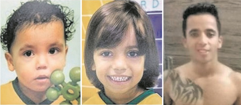 Os irmãos Bernardo Alves, 1 ano, e Gustavo Santos, 3, foram encontrados mortos em matagal junto com o pai Raí Santos. (Foto: Divulgação)
