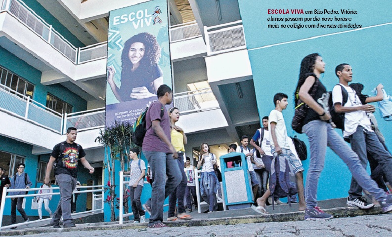 Escola Viva em São Pedro, Vitória: alunos passam por dia nove horas e meia no colégio com diversas atividades (Foto: Arquivo AT/ Antonio Moreira/ 03/08/2015)