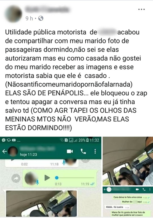 Publicação feita pela mulher de um amigo do motorista (Foto: Divulgação/ ATAPP)