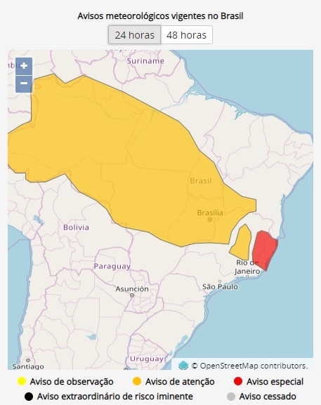 Alerta emitido pelo Inpe (Foto: Reprodução/ Inpe)