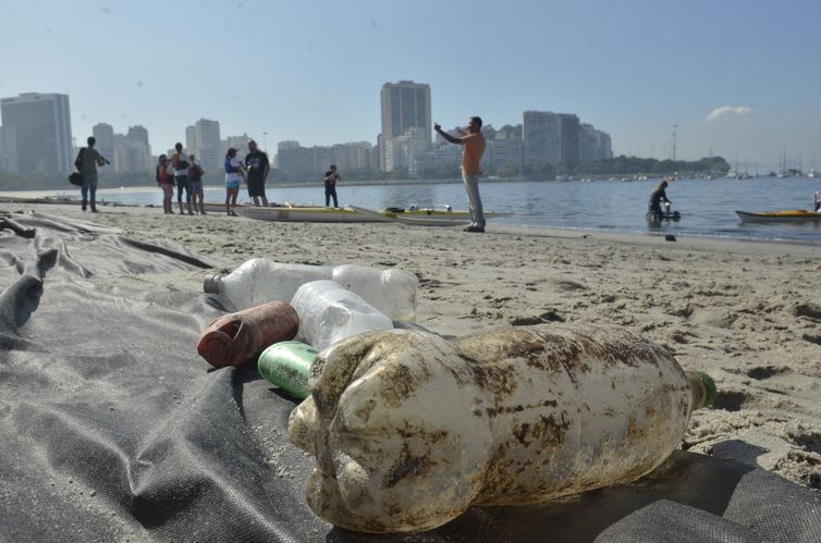 Garrafas PET poluem praias e rios e causam outros danos ao meio ambiente (Foto: Arquivo/Fernando Frazão/Agência Brasil)