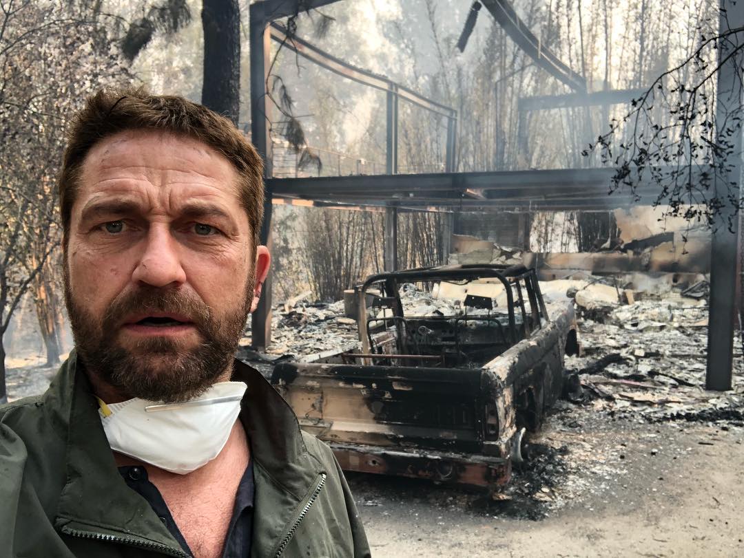 "Momento devastador na Califórnia", escreveu (Foto: Reprodução/ Instagram Gerard Butler)