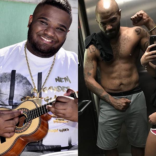 O cantor Arlindinho Cruz antes e depois da transformação no visual (Foto: Reprodução/Instagram)