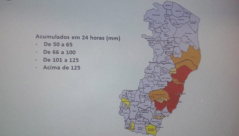 Situação da chuva, segundo o Governo do Estado (Foto: Weslei Radavelli)