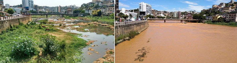 Rio Itapemirim em 2016 e em 2018 (Foto: Alessandro de Paula)