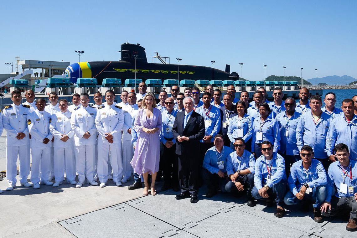 Cerimônia de lançamento do submarino Riachuelo foi realizada na manhã desta sexta (Foto: Alan Santos / PR - 14/12/2018)