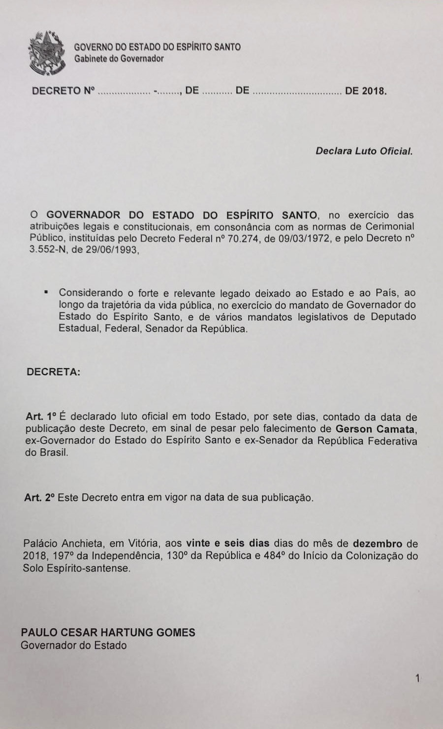 Decreto do Governo do Estado