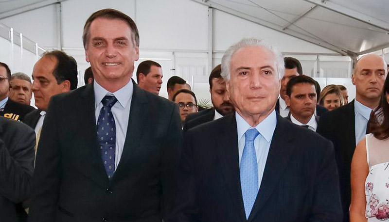Jair Bolsonaro e Michel Temer participaram de uma solenidade na manhã desta sexta (Foto: Alan Santos / PR - 14/12/2018)