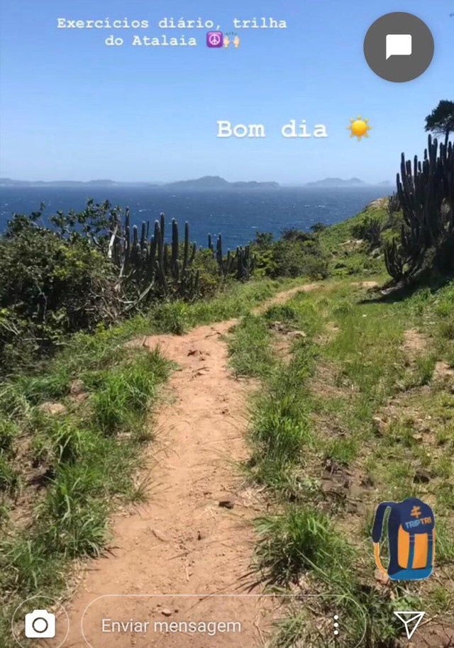 Turista de Florianópolis postou foto de trilha antes de desaparecer em Arraial do Cabo, no RJ (Foto: Reprodução/Instagram/Stories)