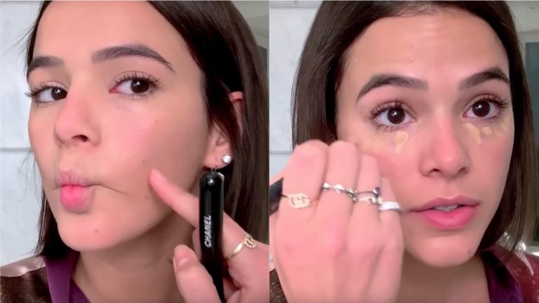 Bruna Marquezine no tutorial de maquiagem para Vogue (Foto: Reprodução/Youtube)
