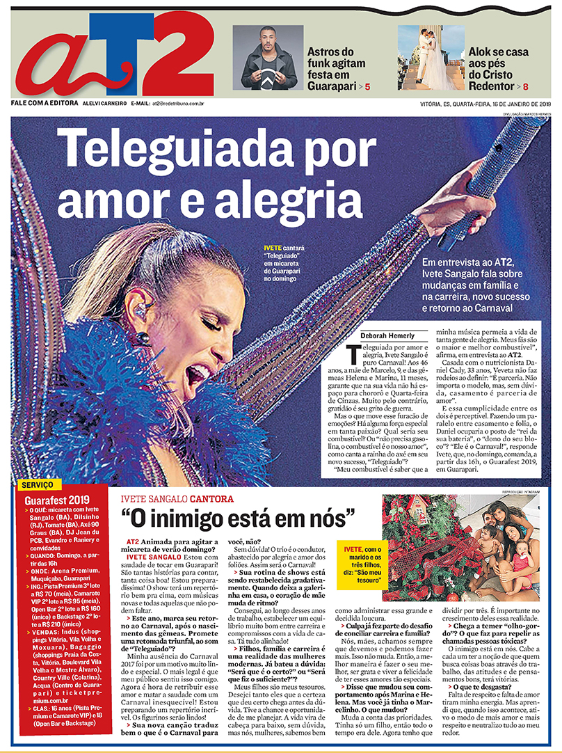 Capa do AT2 - edição do dia 16/01/19 (Foto: Jornal A Tribuna)