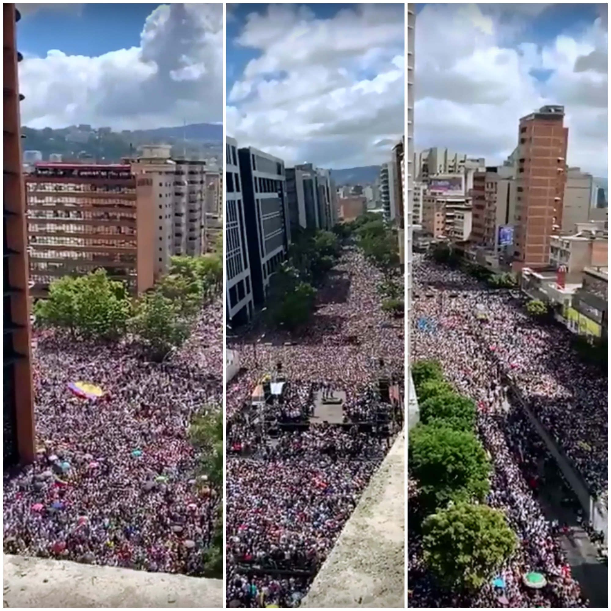 Multidão durante protestos na Venezuela (Foto: Reprodução/Youtube)
