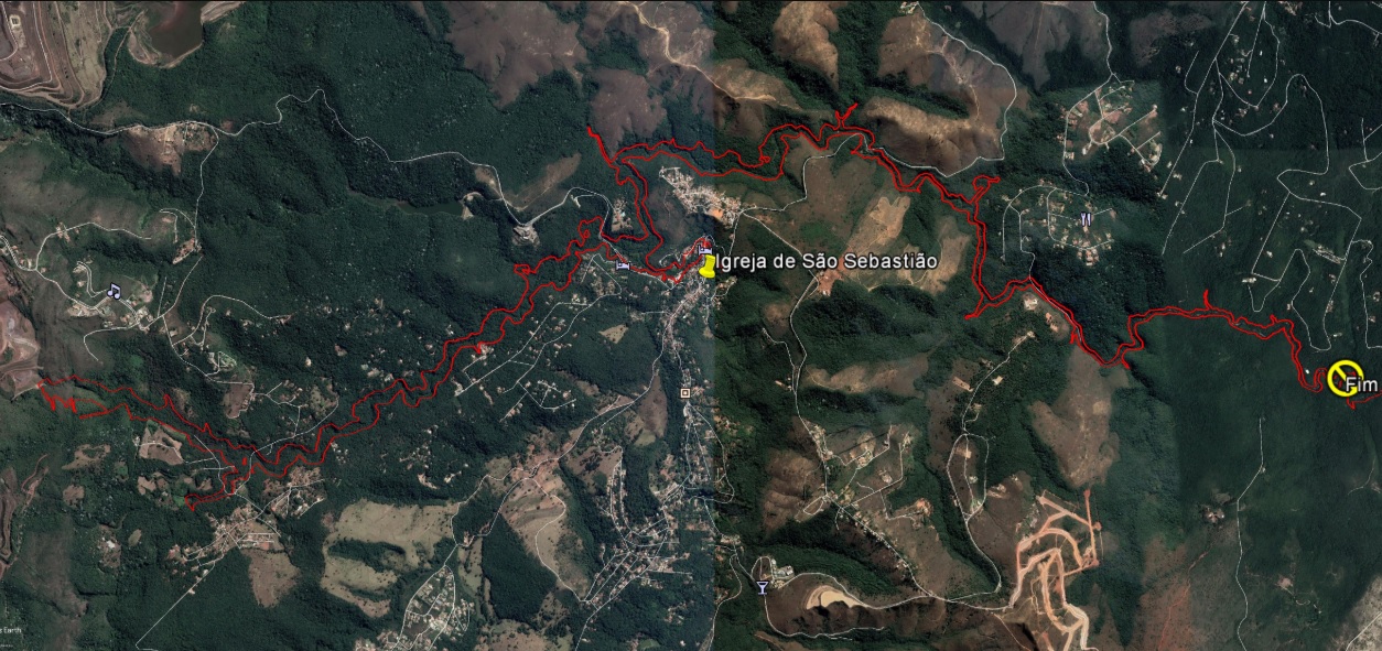 A linha vermelha mostra a área de evacuação. (Foto: Divulgação/Vale)