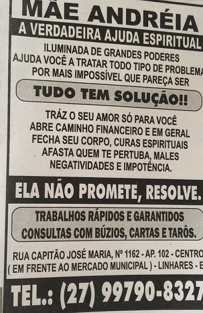 Cartaz utilizado por Andreia para conseguir vítimas (Foto: Divulgação/PCES)