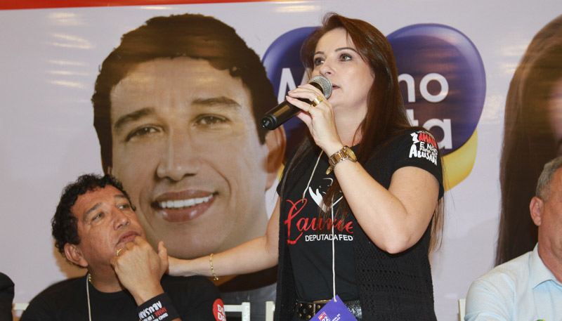 Lauriete e Magno, durante a convenção do PR em 2018 (Foto: Dayana Souza / 05/08/2018)