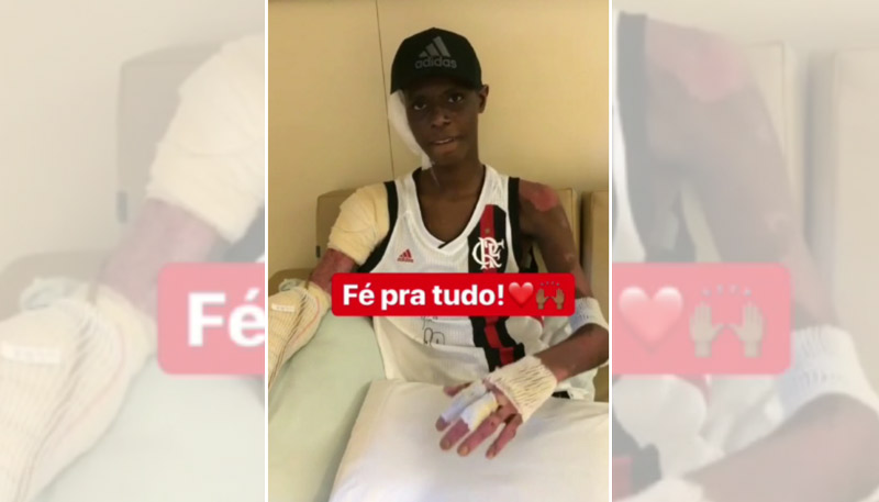 Jonathan Ventura, na gravação de um vídeo ainda no hospital (Foto: Reprodução / Instagram)