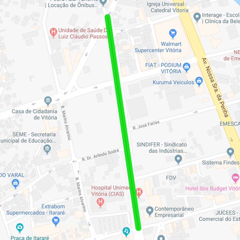 Trecho em destaque (verde) será liberado para os motoristas nesta terça-feira (Foto: Reprodução / Google Maps)
