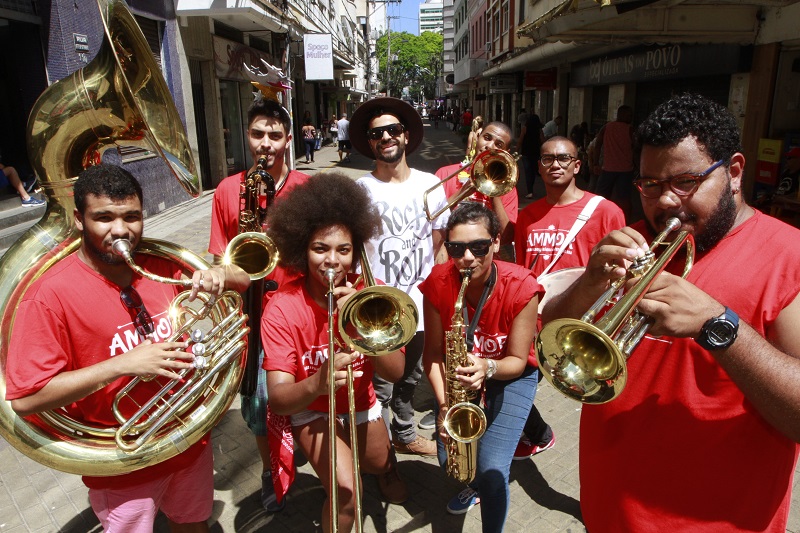 Orquestra Ammor, no centro de Vitória: além do Carnaval tradicional, grupo vai apresentar em seu show novas roupagens para o pancadão de Anitta (Foto: Kadidja Fernandes/ AT/ 28/02/2019)