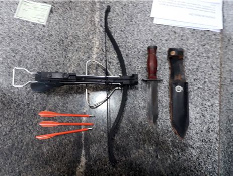 Armas usadas por homem que tentou invadir Secretaria de Educação do DF (Foto: Divulgação/ PMDF)