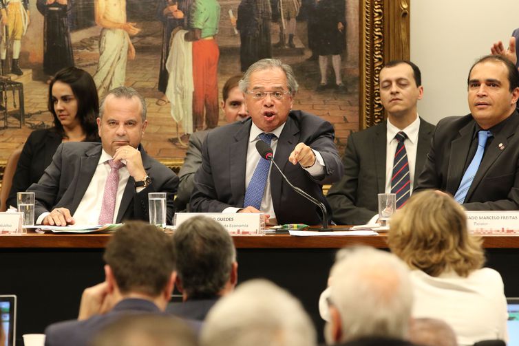 O ministro da Economia, Paulo Guedes, participou de debate sobre reforma da Previdência na CCJ. Sessão terminou após tumulto (Foto:Rodrigues Pozzebom/Agência Brasil )