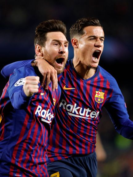 Messi e Coutinho comemoram juntos (Foto: Barcelona/Divulgação)
