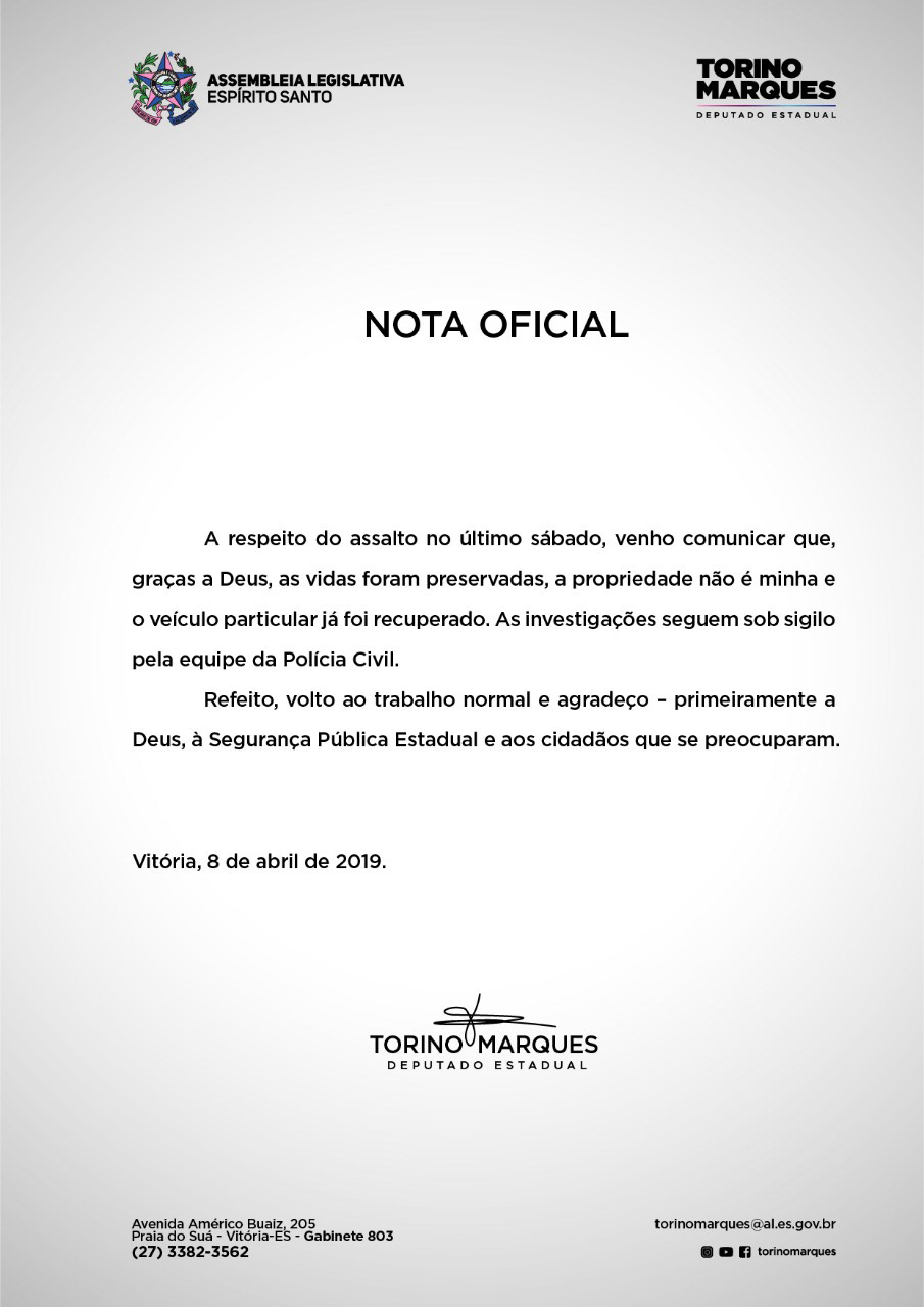 Nota emitida pelo deputado estadual (Foto: Reprodução)