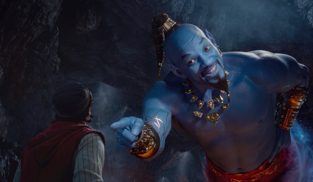 Will Smith é o gênio da lâmpada, um dos personagens mais divertidos do filme “Aladdin” (Foto: Divulgação)