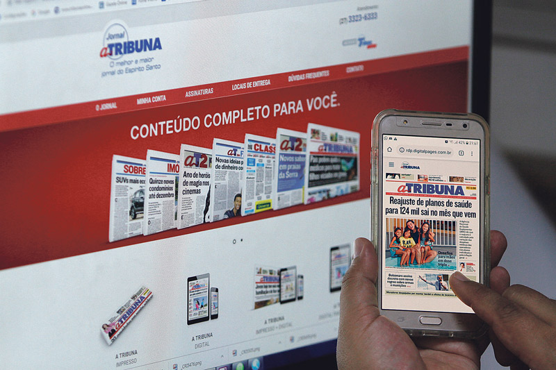 A assinatura digital de A Tribuna dá acesso diário ao jornal, através de smartphone, computador ou tablet (Foto: Beto Morais / AT)