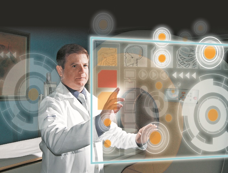 Especialista em medicina nuclear, Romero Tonini demonstra o que o futuro reserva com as plataformas digitais e inteligência artificial  contribuindo para diagnosticar doenças (Foto: Thiago Coutinh)
