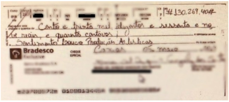 Cheque de R$ 130 mil foi dado pela Sentimento Louco Produções Artísticas (Foto: Divulgação / Léo Dias)